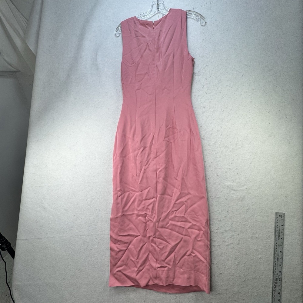 NEW $480 REISS Imogen Sleeveless Ruched Midi Dress in Pink Fitted Side Slit US 4 - Picture 13 of 14